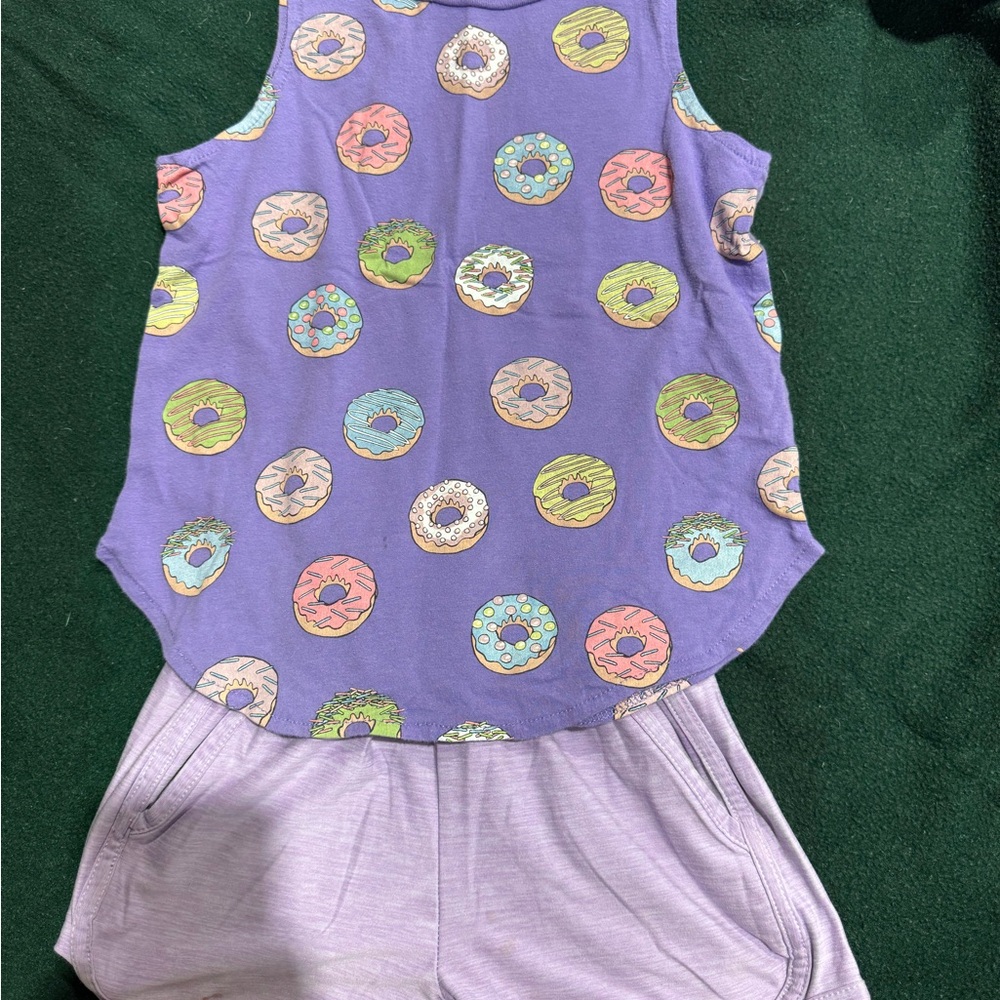 Girls' Purple Donut Print Tank Top - Fun Summer Tee